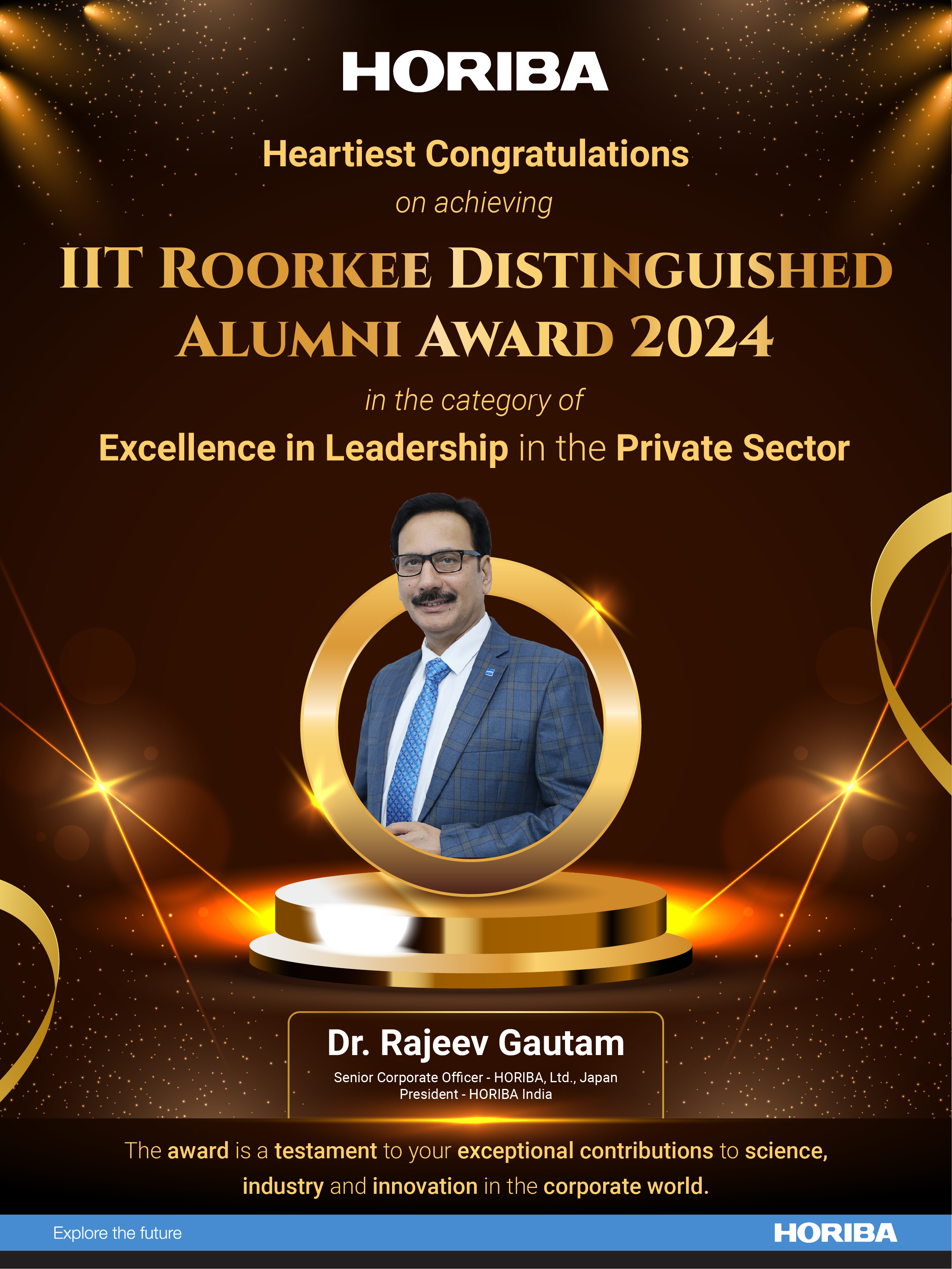 HORIBA India President-Dr. Rajeev Gautam honoured with IIT Roorkee Distinguished Alumnus Award 2024