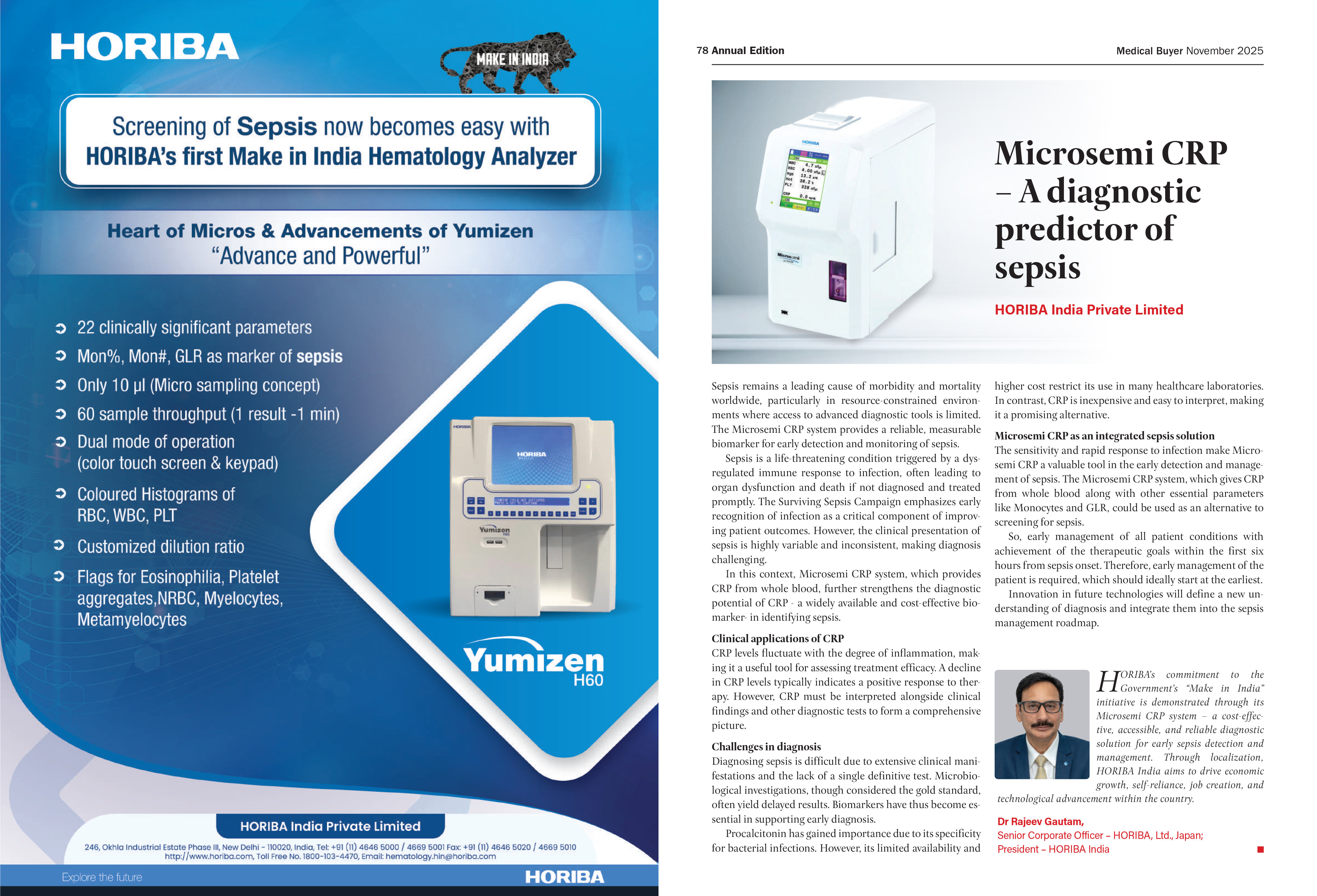 HORIBA India Featured in Medical Buyer Magazine November 2025 Edition