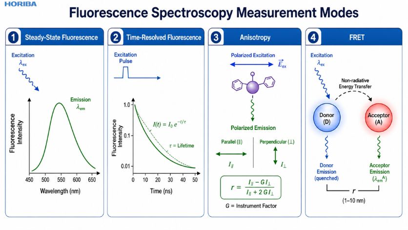 Comparison of fluorescence spectroscopy measurement modes