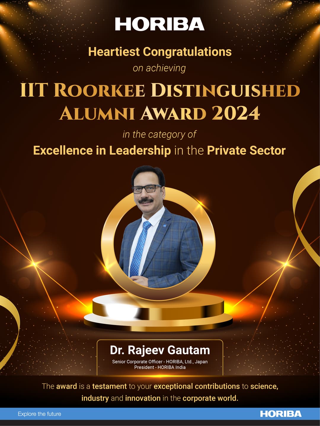 HORIBA India President-Dr. Rajeev Gautam honoured with IIT Roorkee Distinguished Alumnus Award 2024